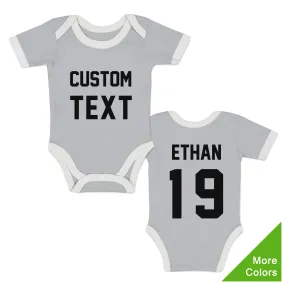 [Custom TEXT] Endanzoo Organic Baby Bodysuit Short Sleeve I Sports Team I Front & Back