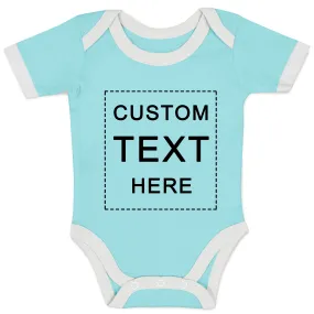 [Custom Text] Organic Baby Bodysuit (Aqua / Short Sleeve)