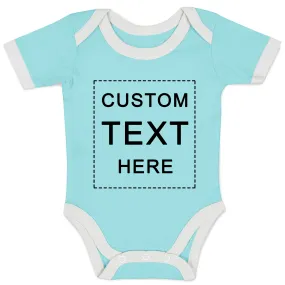 Custom Text Organic Baby Bodysuit (Aqua)