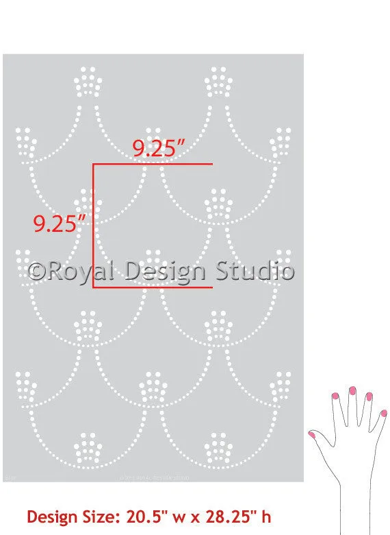 Deco Pearls Damask Wall Stencil