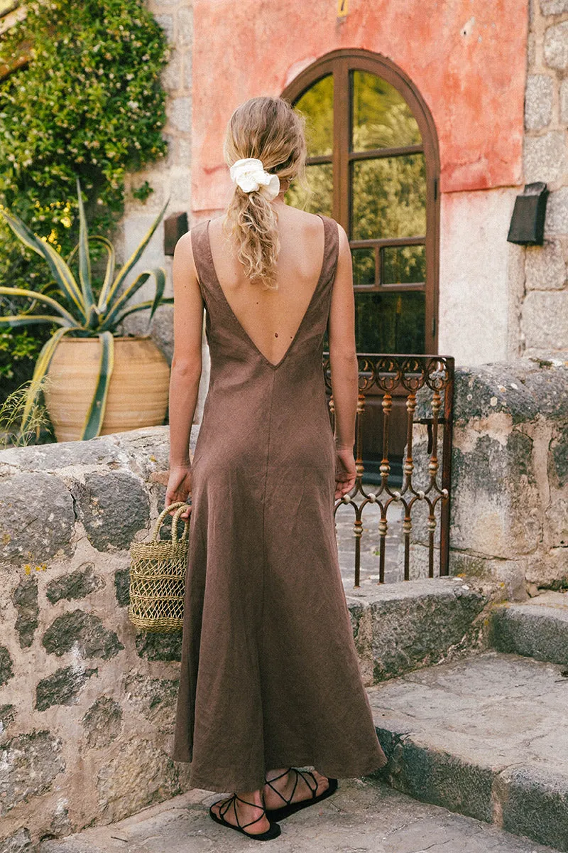 DEIA Midi Dress - mocha linen