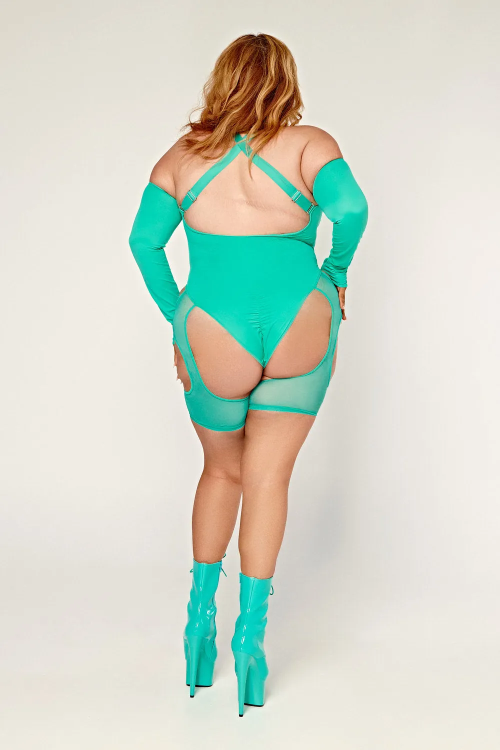 DollHaus Mesh Bodysuit - Aqua