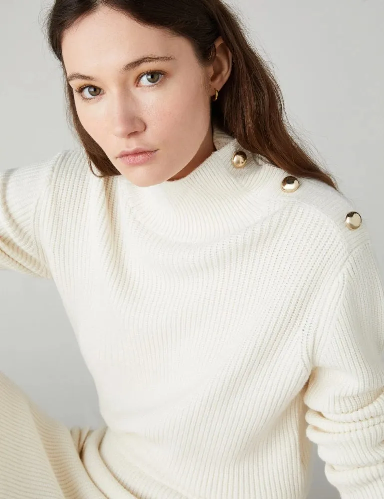 Emme Jeff Knit High Neck Sweater Off-white