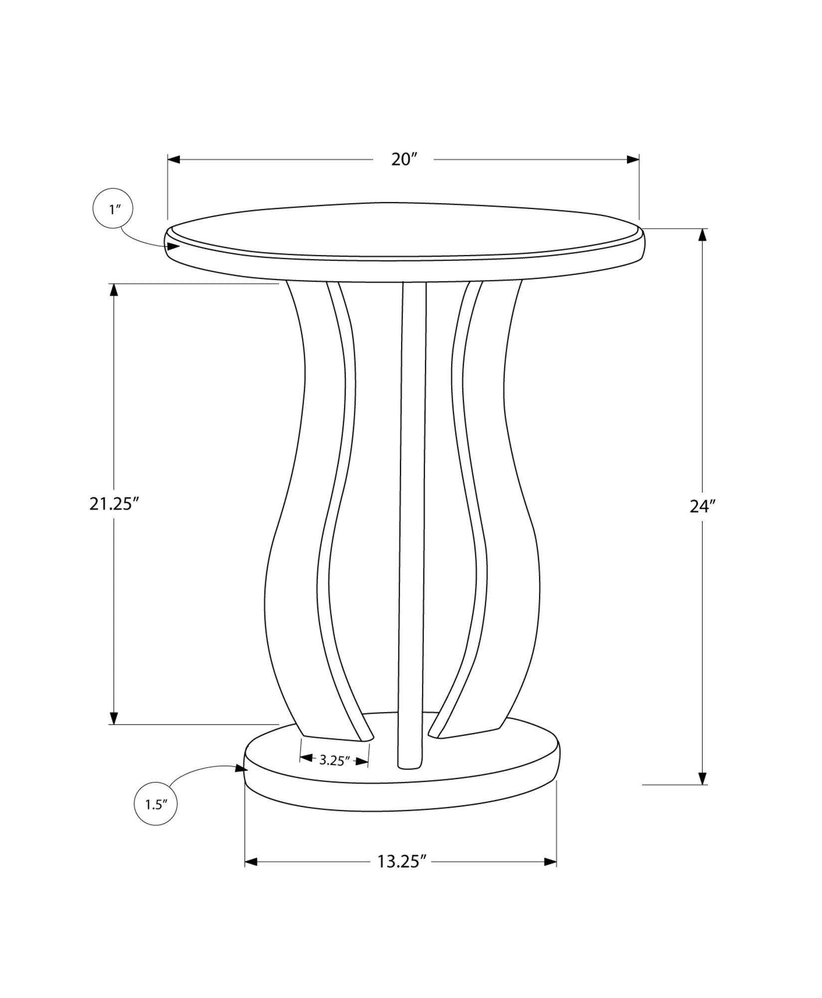 End Table - 20"Dia / Brushed Silver / Mirror