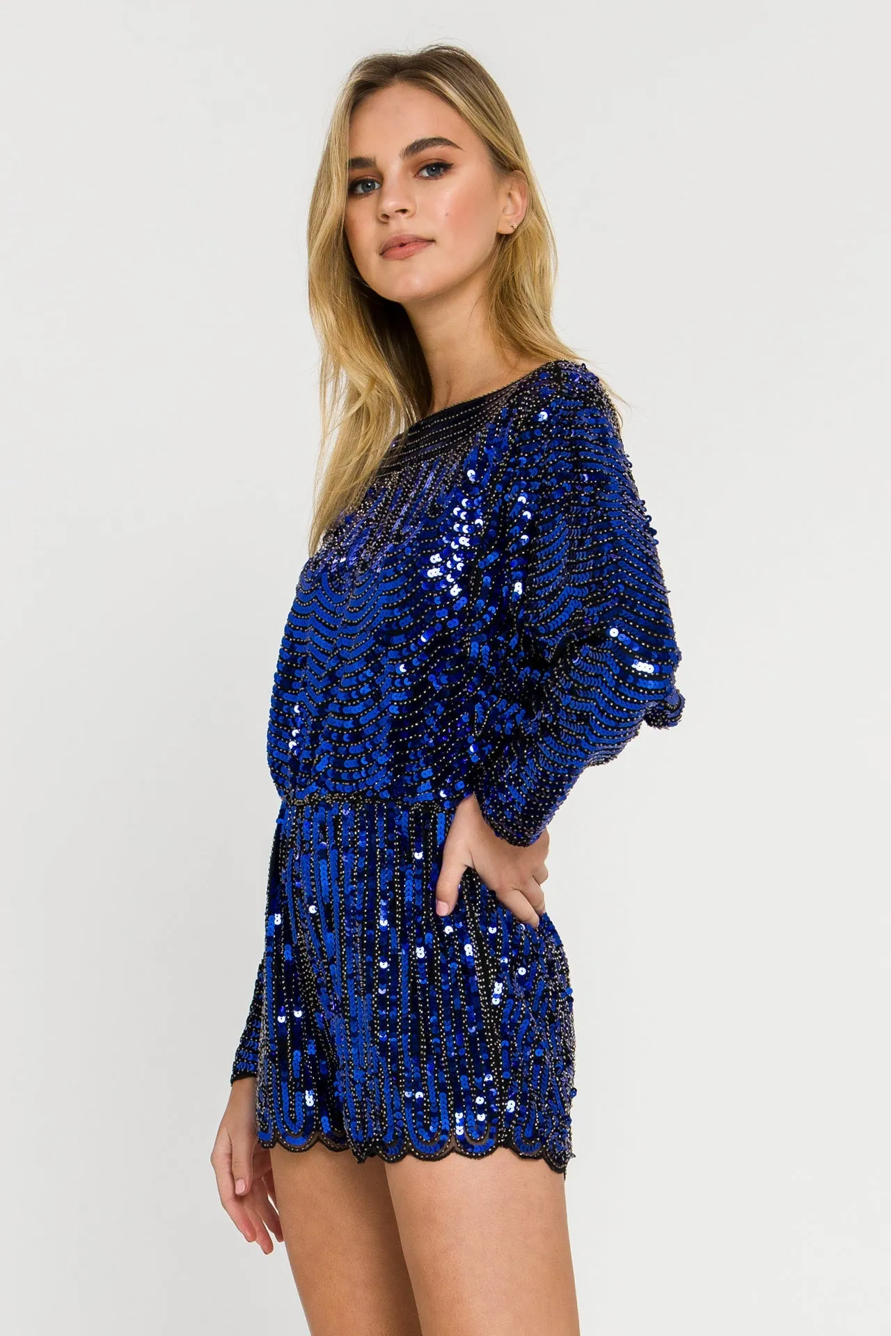 Endless Rose - Boat Neck Sequin Romper