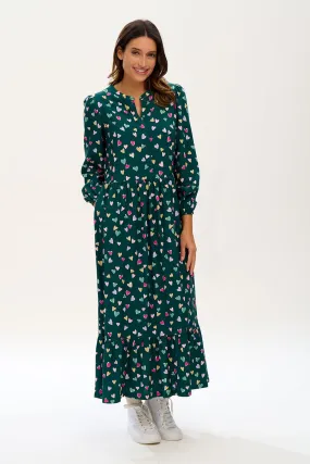 ESTHER MAXI SMOCK DRESS (GREEN)