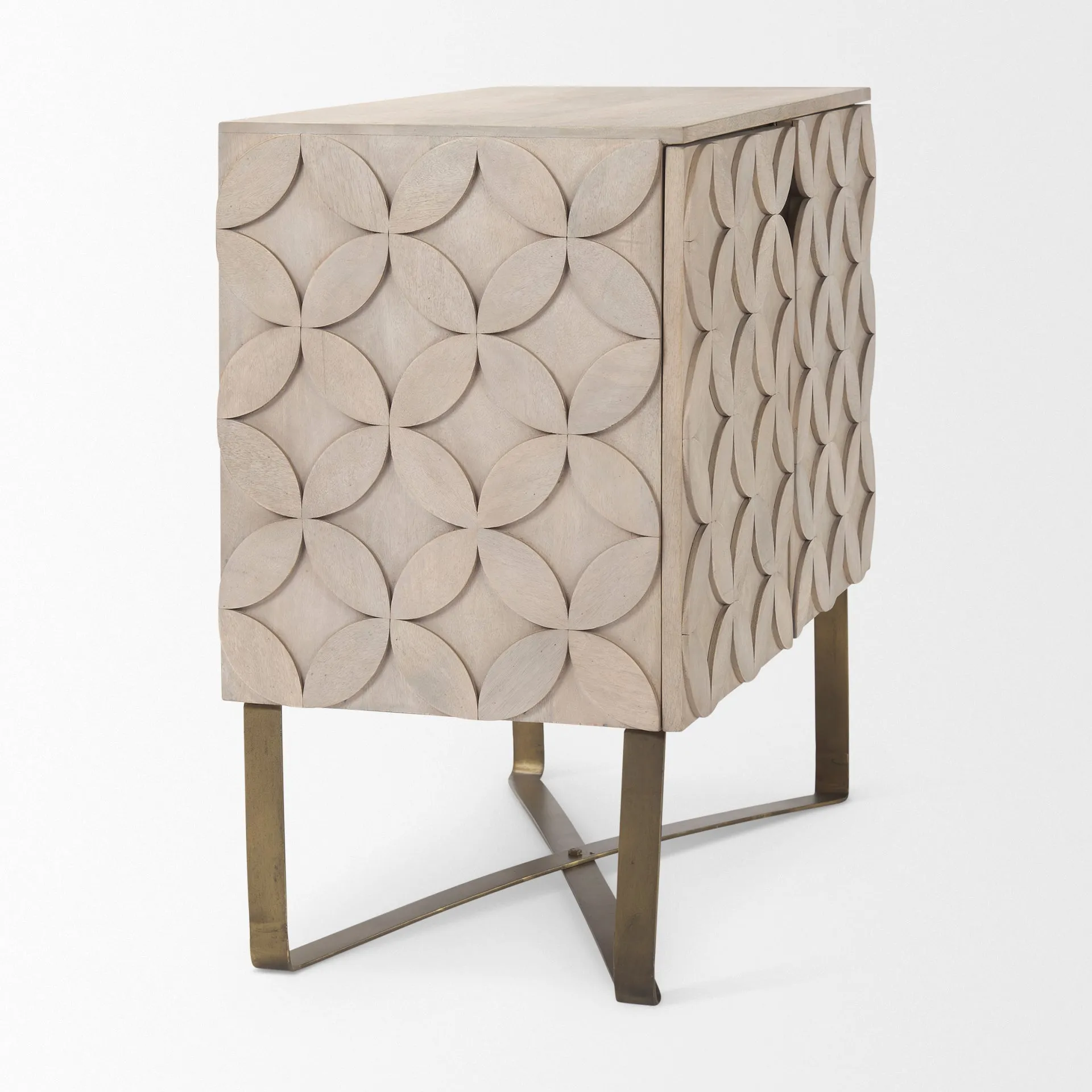 Excelsior Accent Cabinet Light Brown Wood | Gold Metal