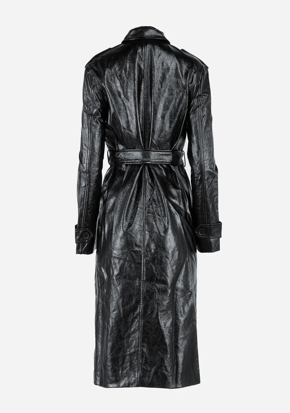 Faux Leather Trench Coat