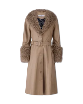 Foxy Shearling Brown Trim Leather Coat