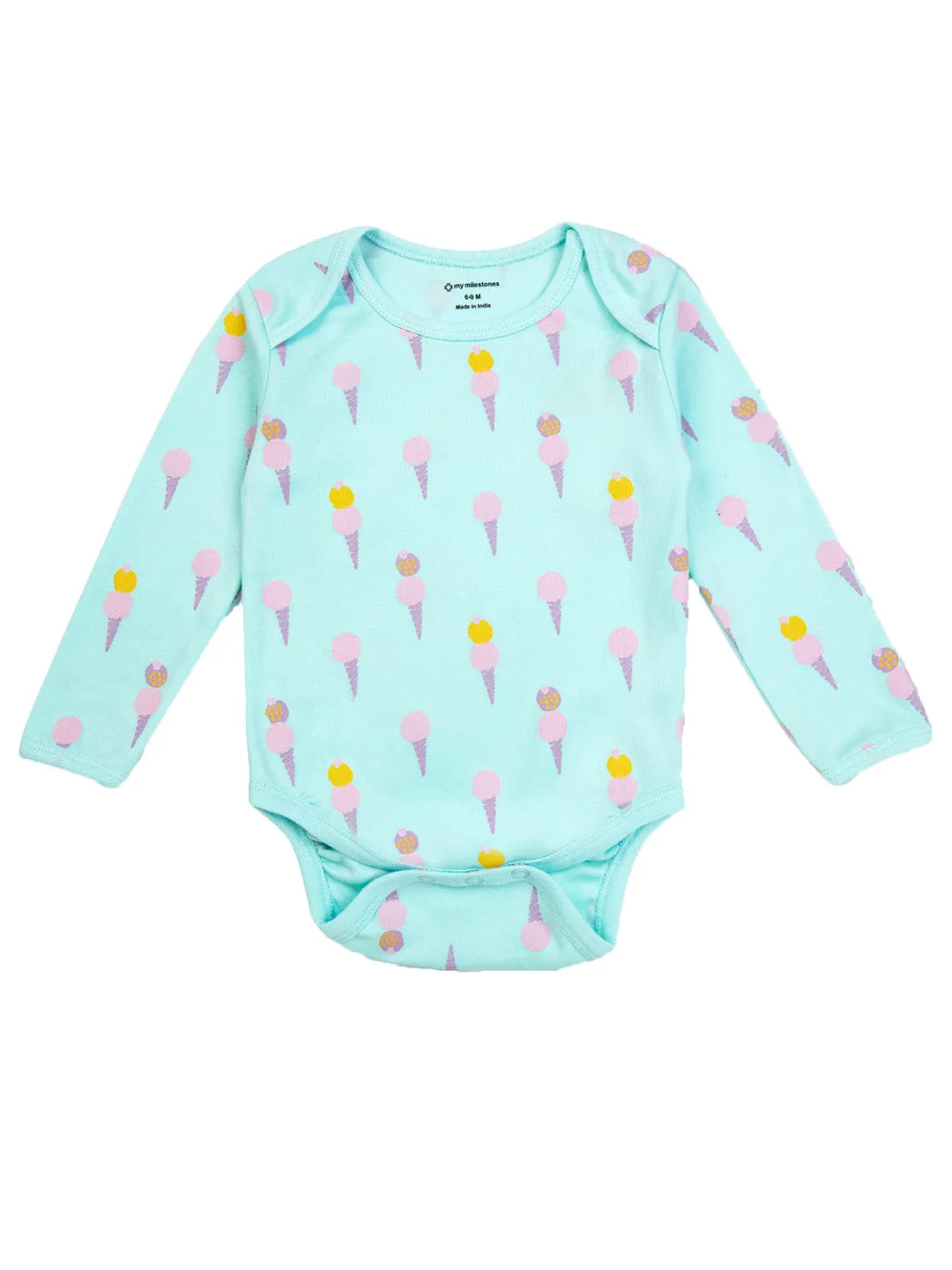 Full Sleeves Bodysuit - Aqua Ice-Cream Print