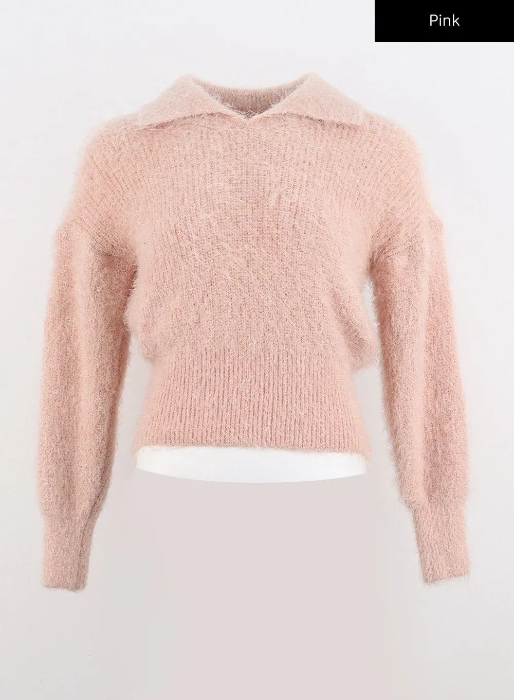 Fuzzy Knit Collar Sweater IO320