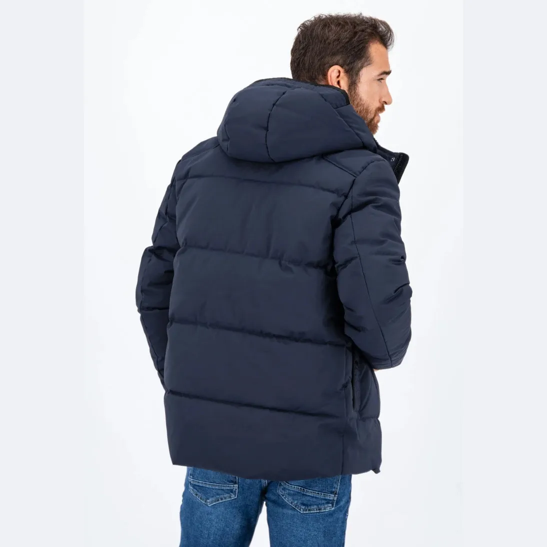 Fynch-Hatton Casual Hooded Puffer Jacket Dark Navy 14102649