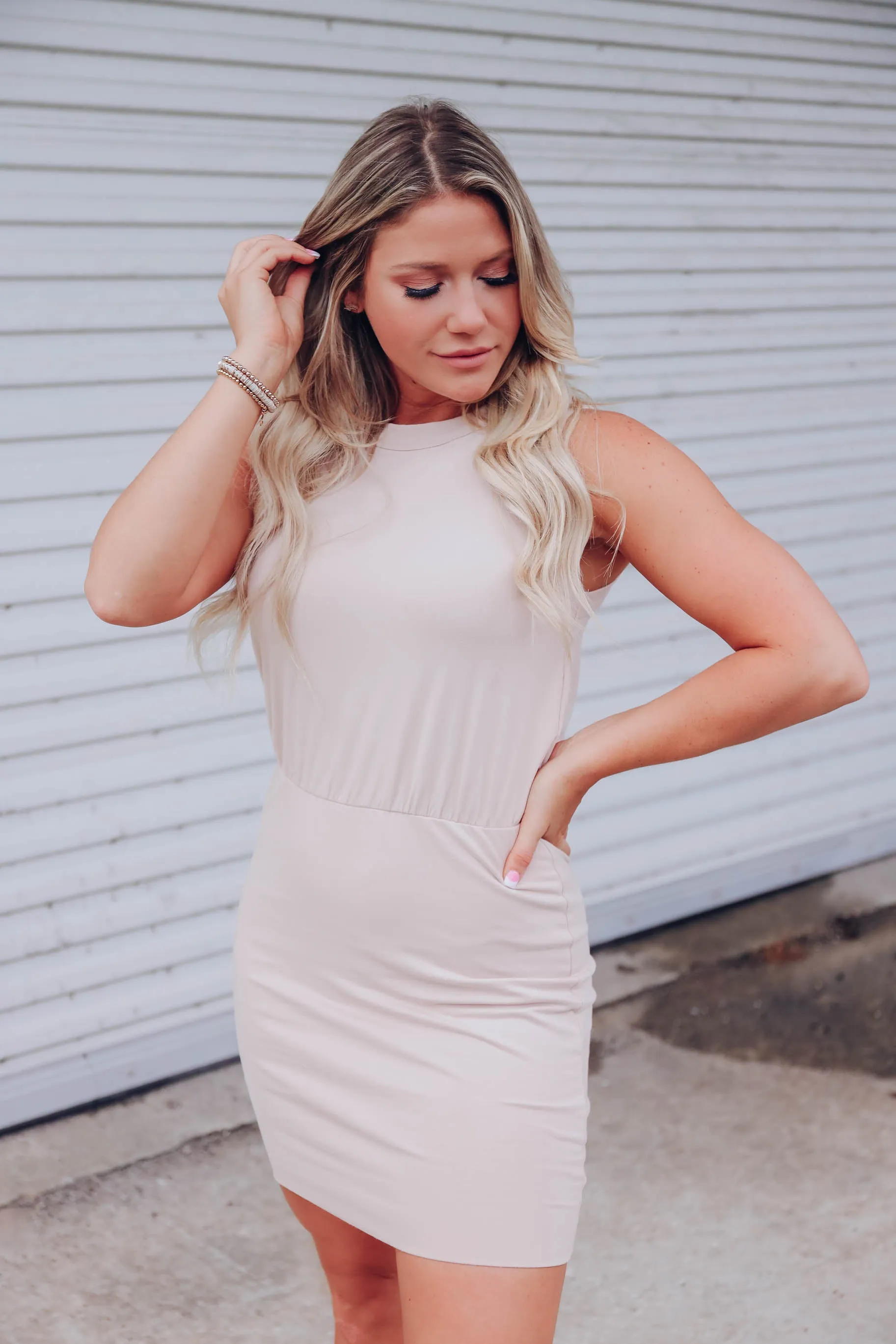 Gabby Blush Fitted Tank Dress