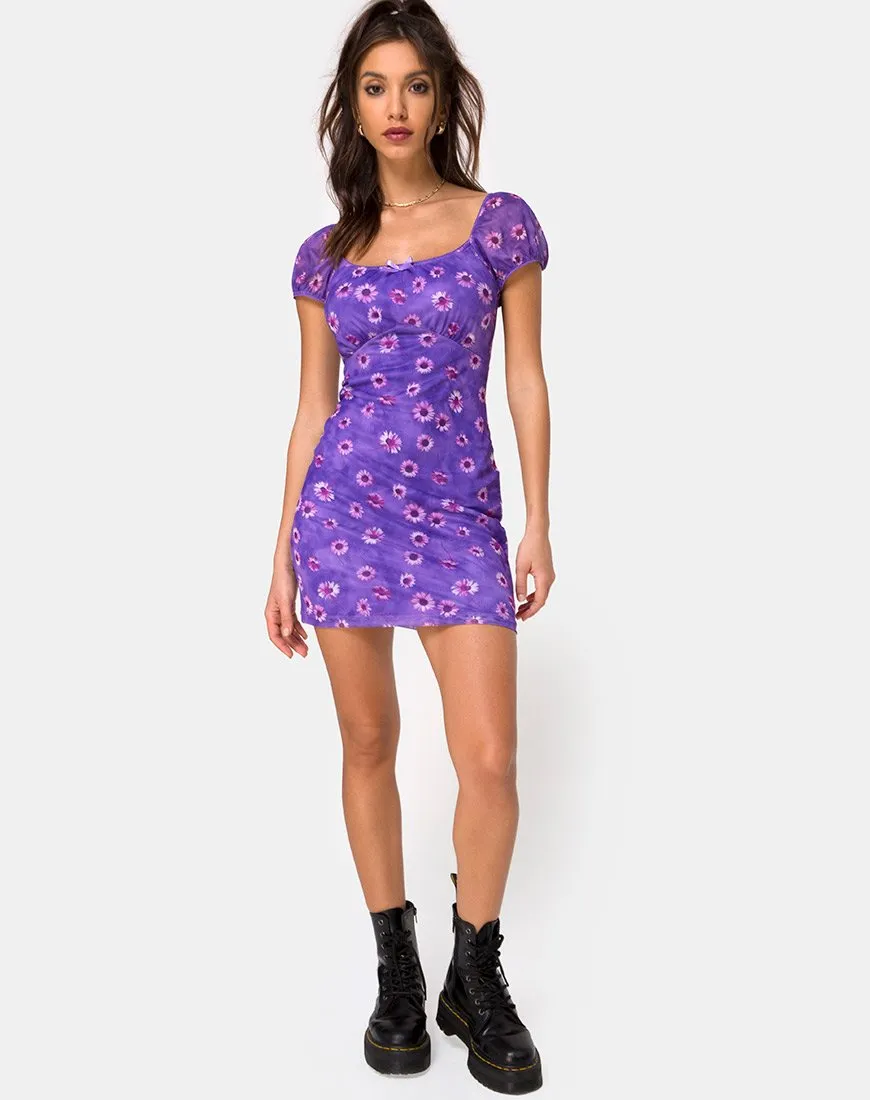 Galot Mini Dress in Daisy Daze Purple