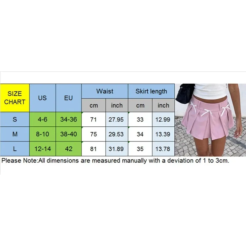 Girlary Preppy Cute Bow Pleated Skirt Hotsweet Streetwear Y2K Aesthetic Fairycore 00s Retro A-line Mini Skirt Korean Clothes