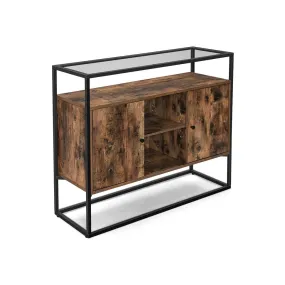 Glass Top Console Table with Cabinet