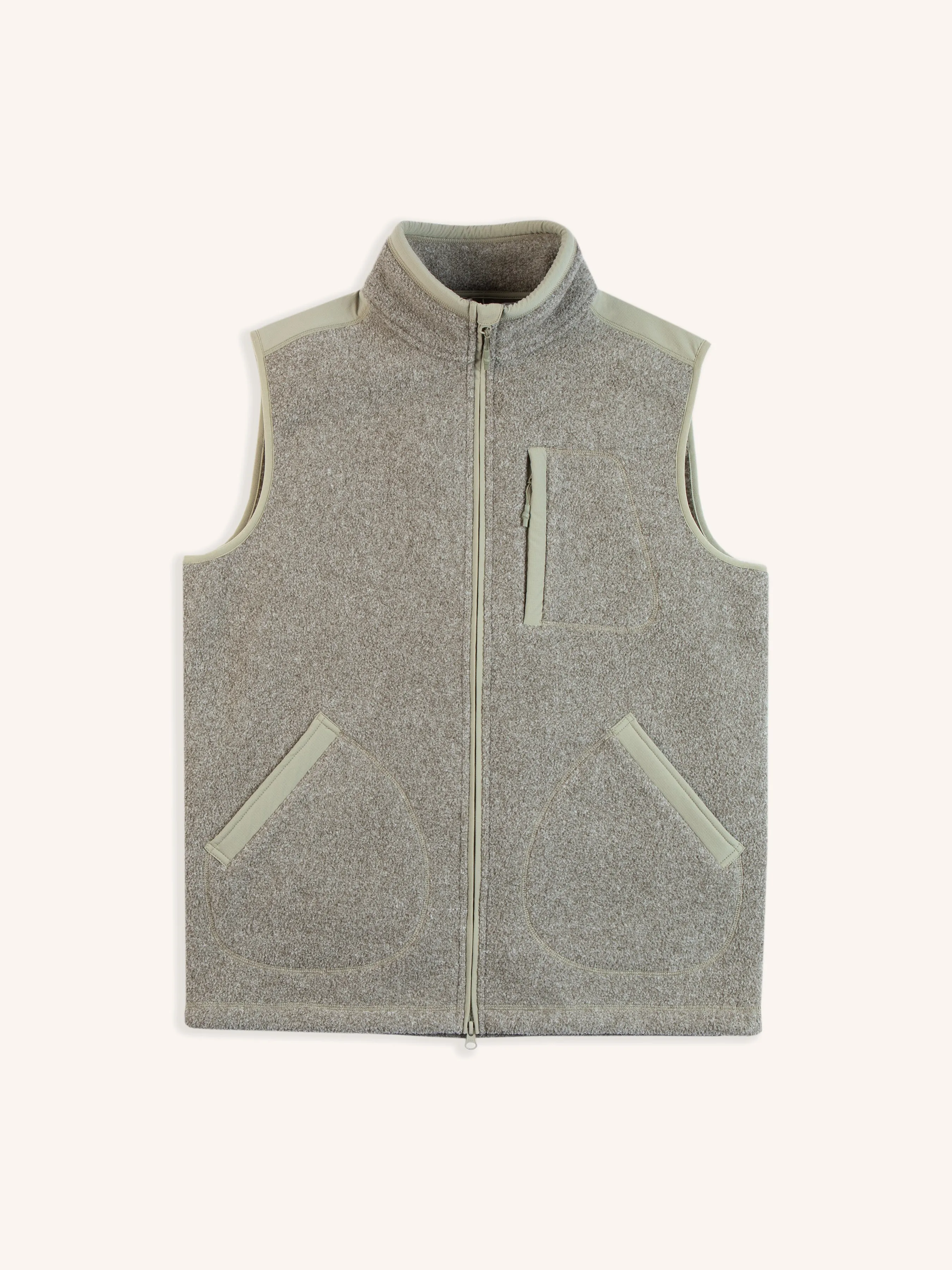 Glenmore Fleece Vest in Recycled Light Olive Marl