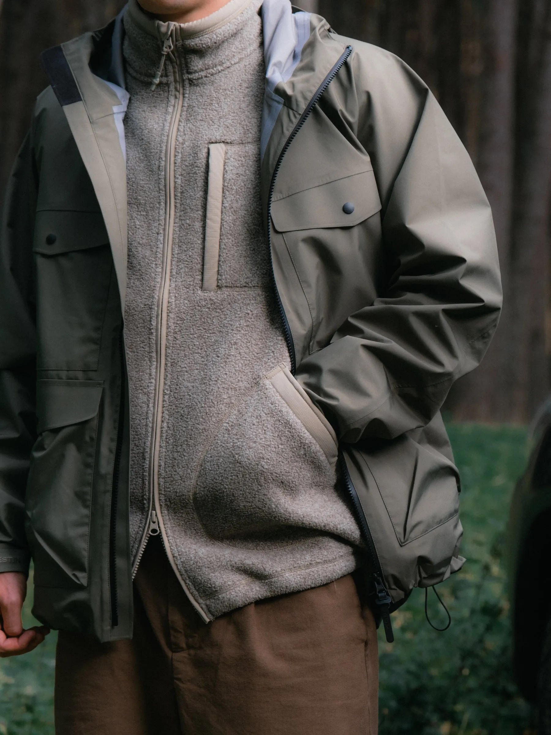 Glenmore Fleece Vest in Recycled Light Olive Marl