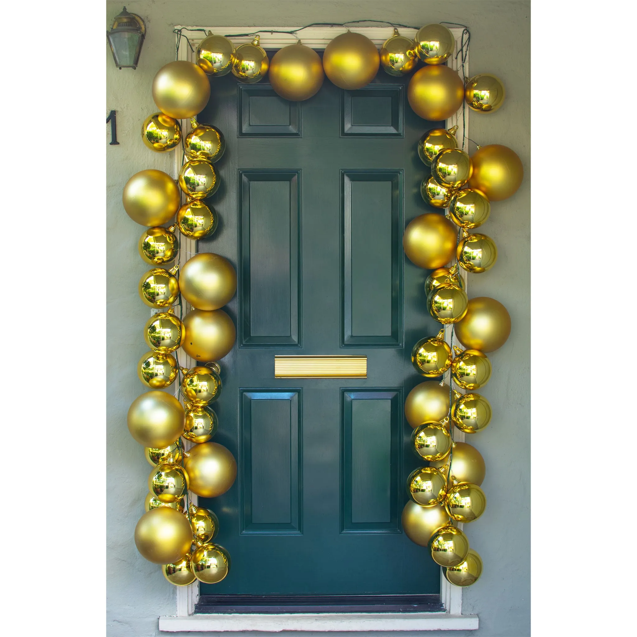 Gold Ball Ornament Garland Door Swag