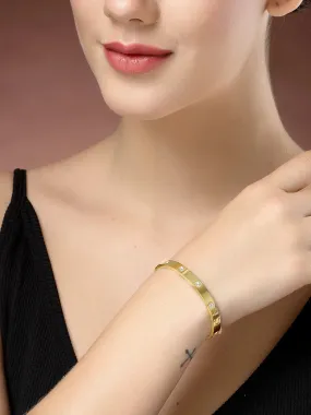 Gold-Plated CZ Stone-Studded Kada Bracelet