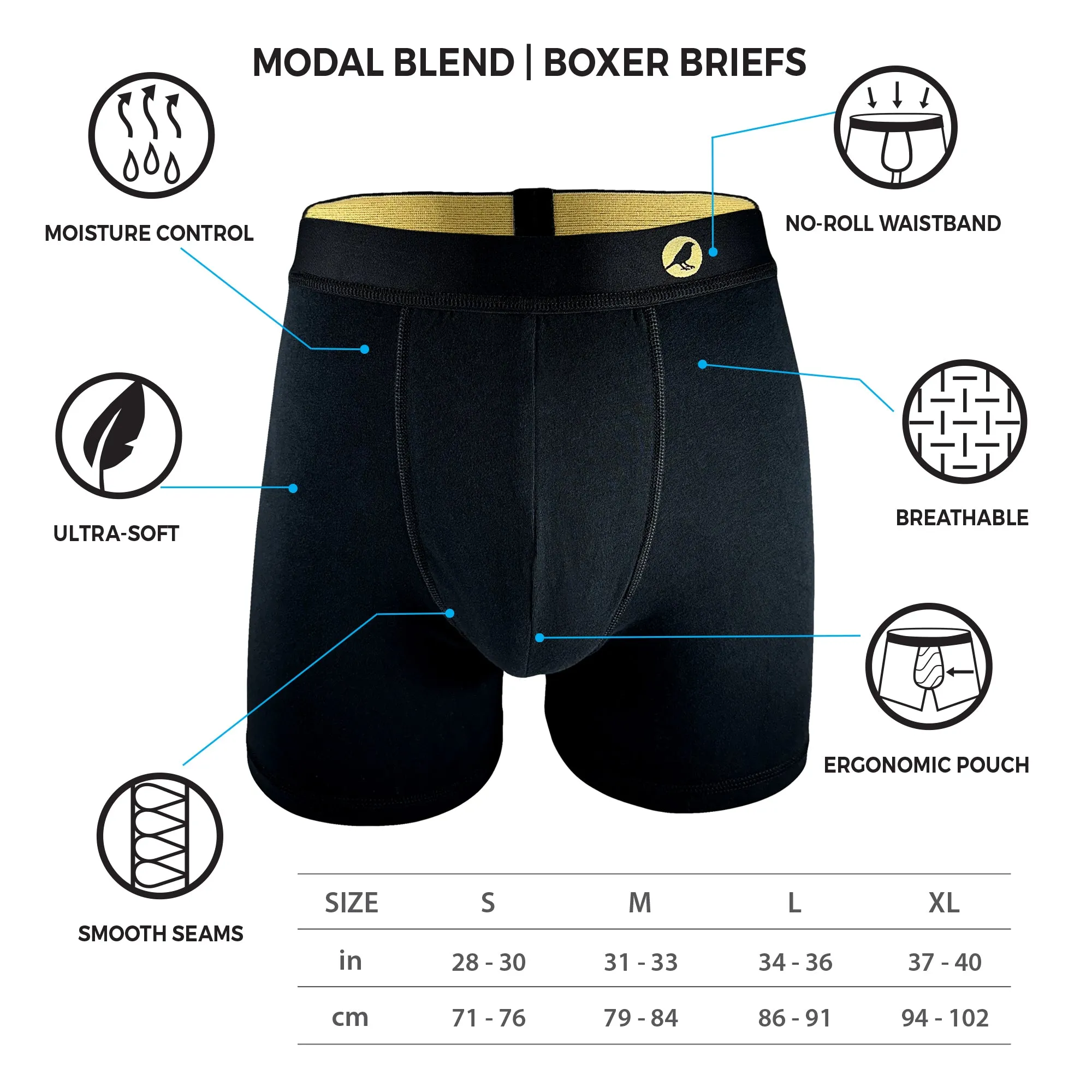 GoldBlack Boxer Briefs 3-Pack