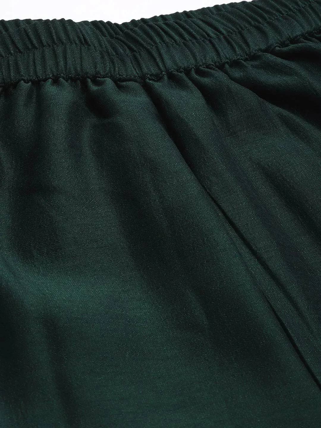 Green Solid Silk Palazzos