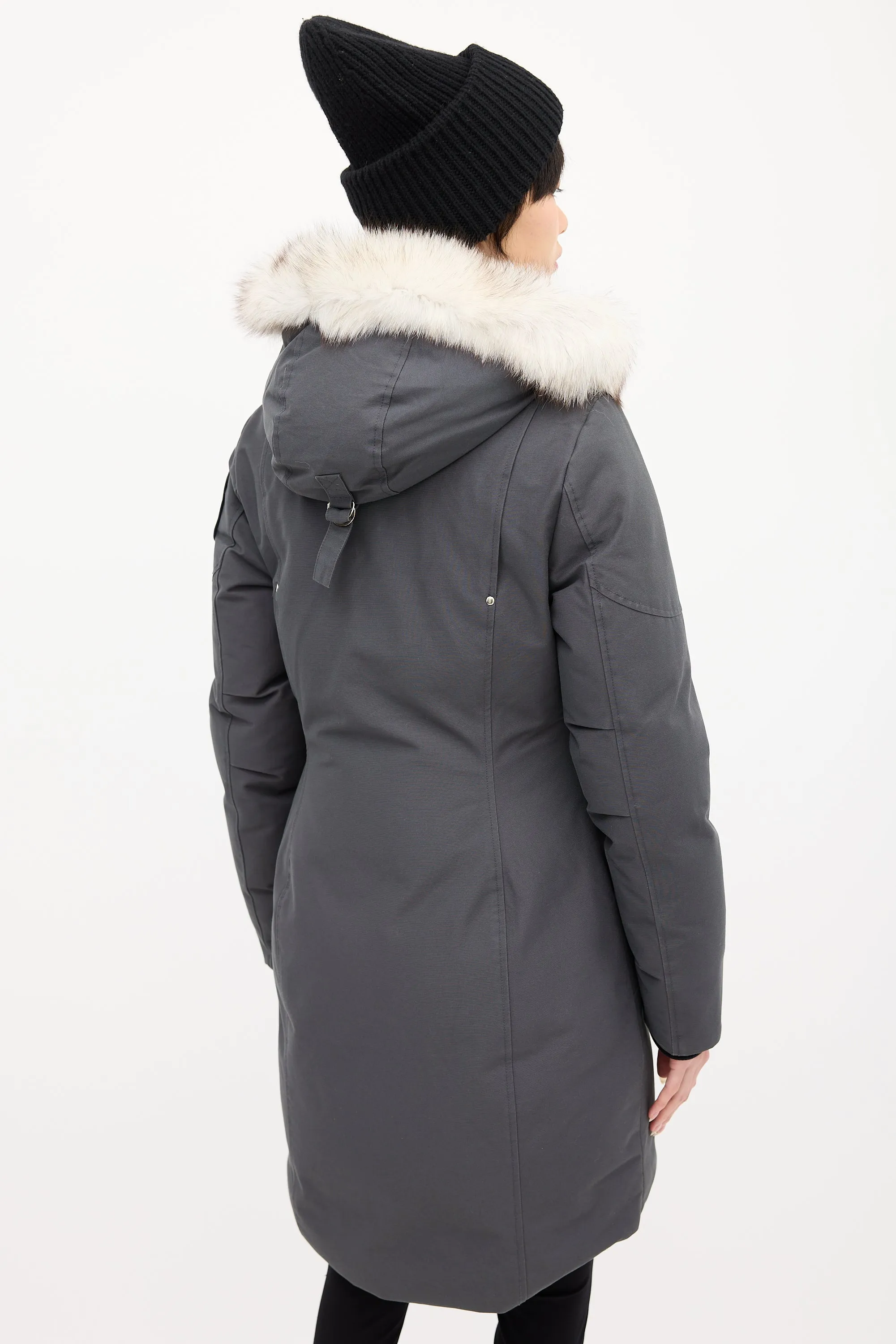 Grey Down Stirling Pom Pom Parka