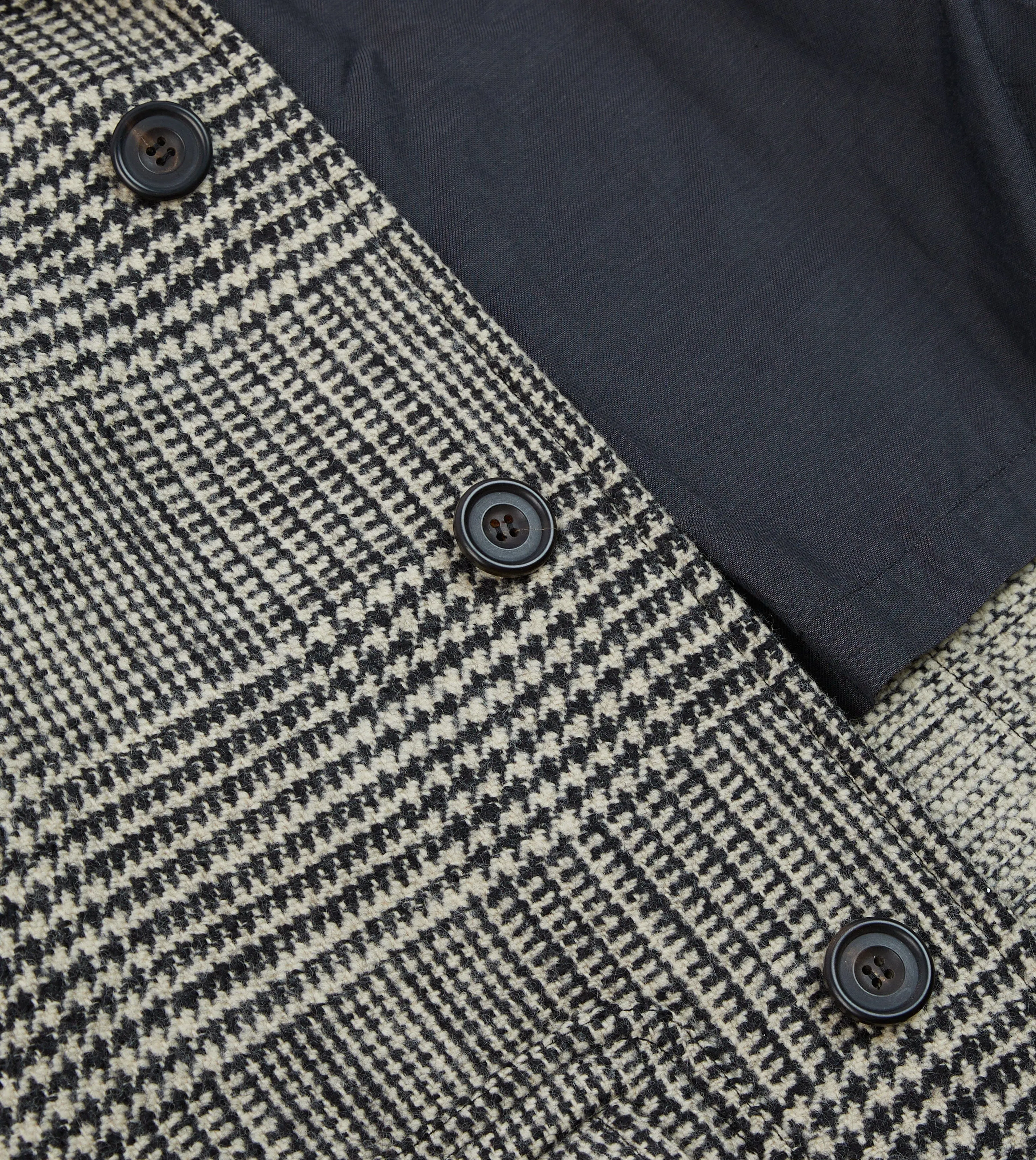 Grey Prince of Wales Check Wool Raglan Coat