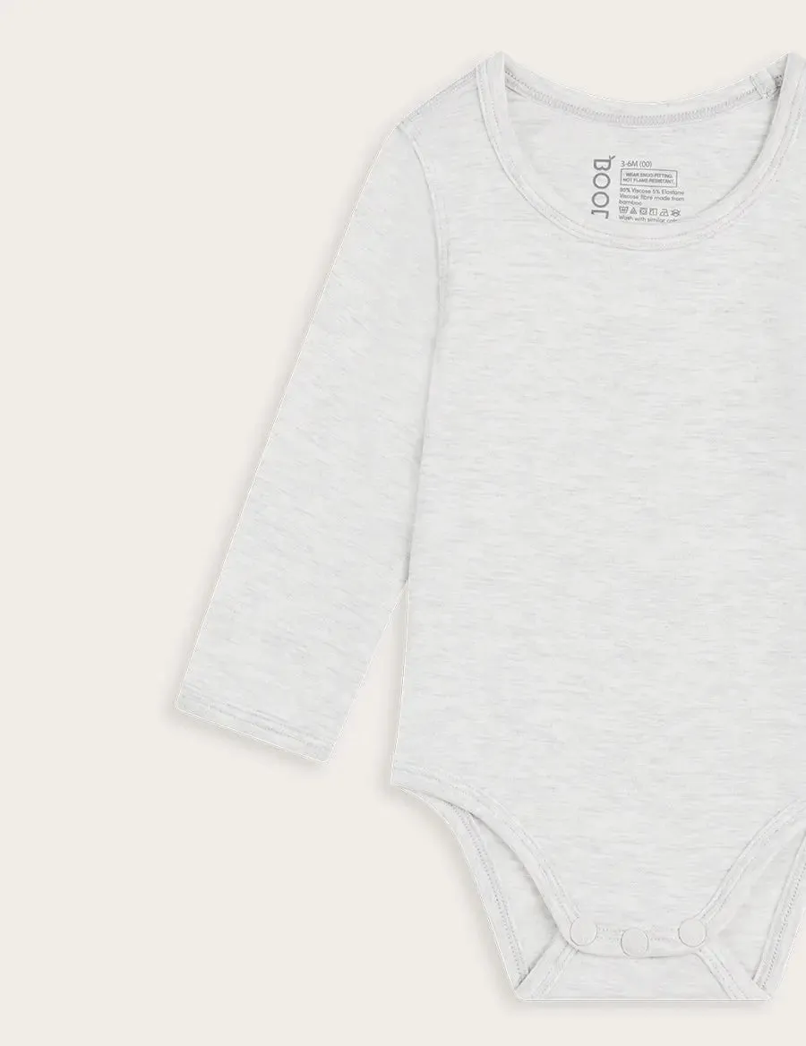 Heather Grey Baby Long Sleeve Bamboo Bodysuit