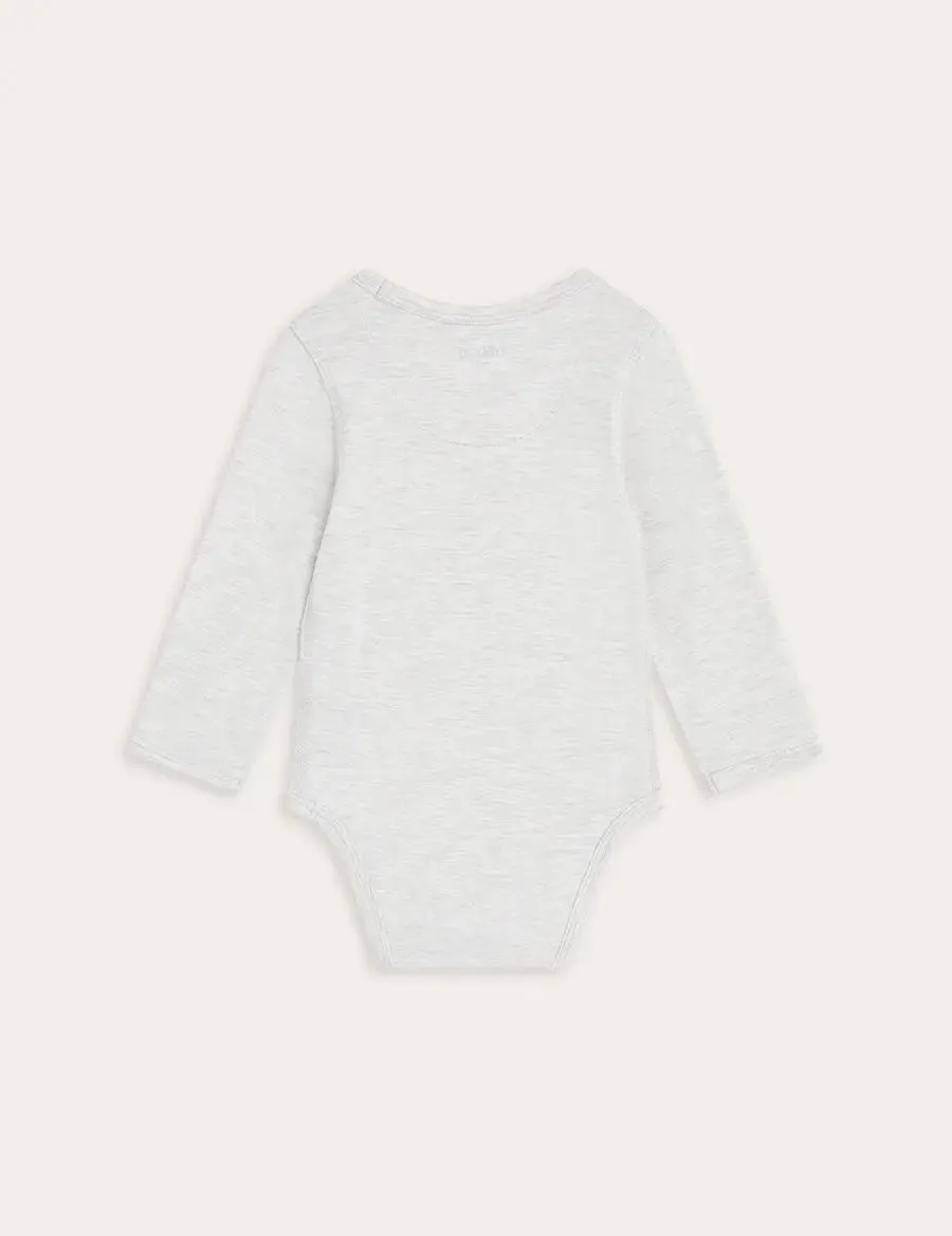 Heather Grey Baby Long Sleeve Bamboo Bodysuit