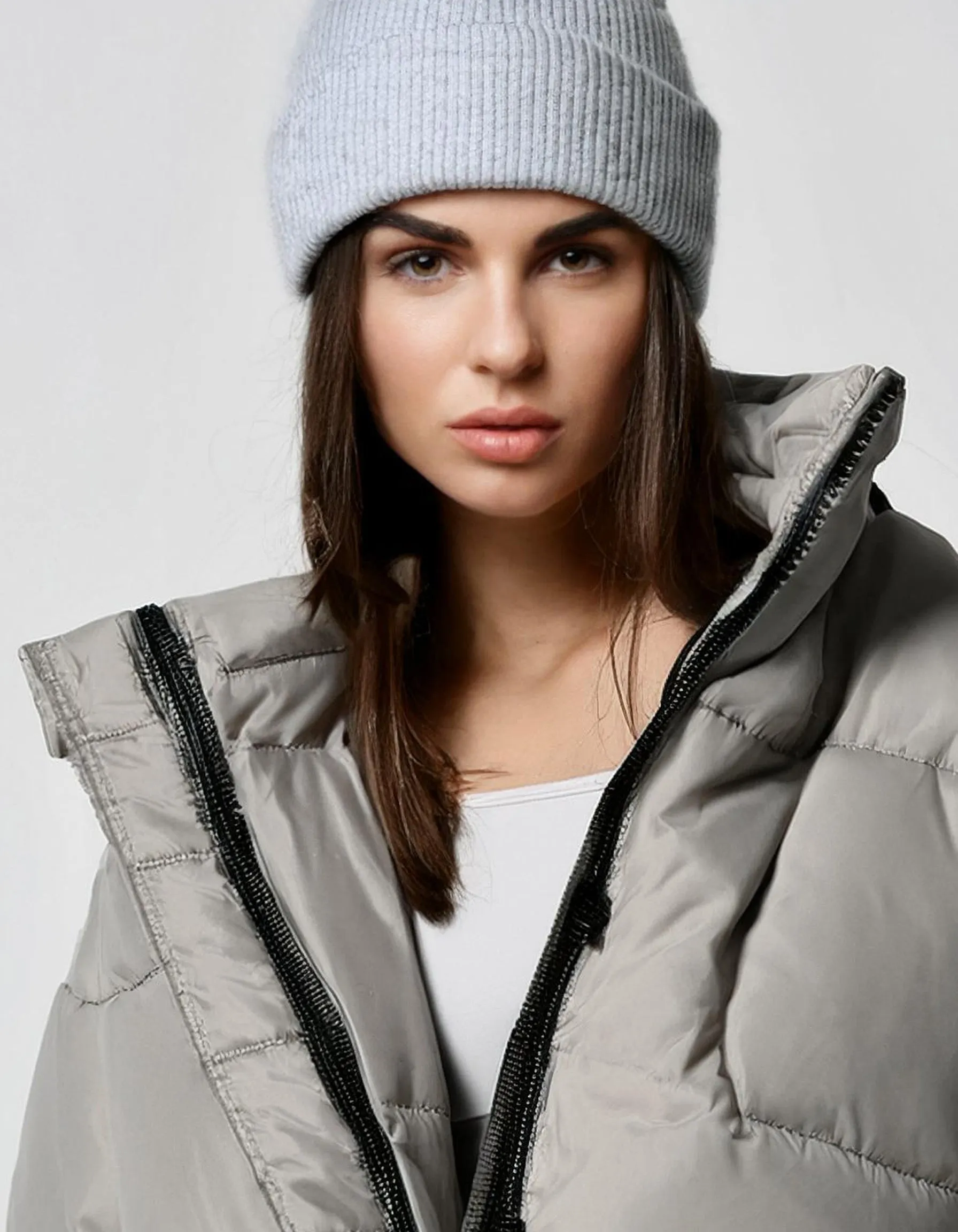 Hooded Heather Gray Puffer Jacket