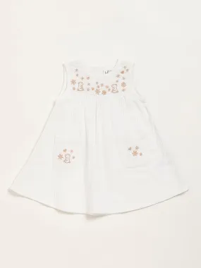 HOP Baby White Embroidered A-Line Dress