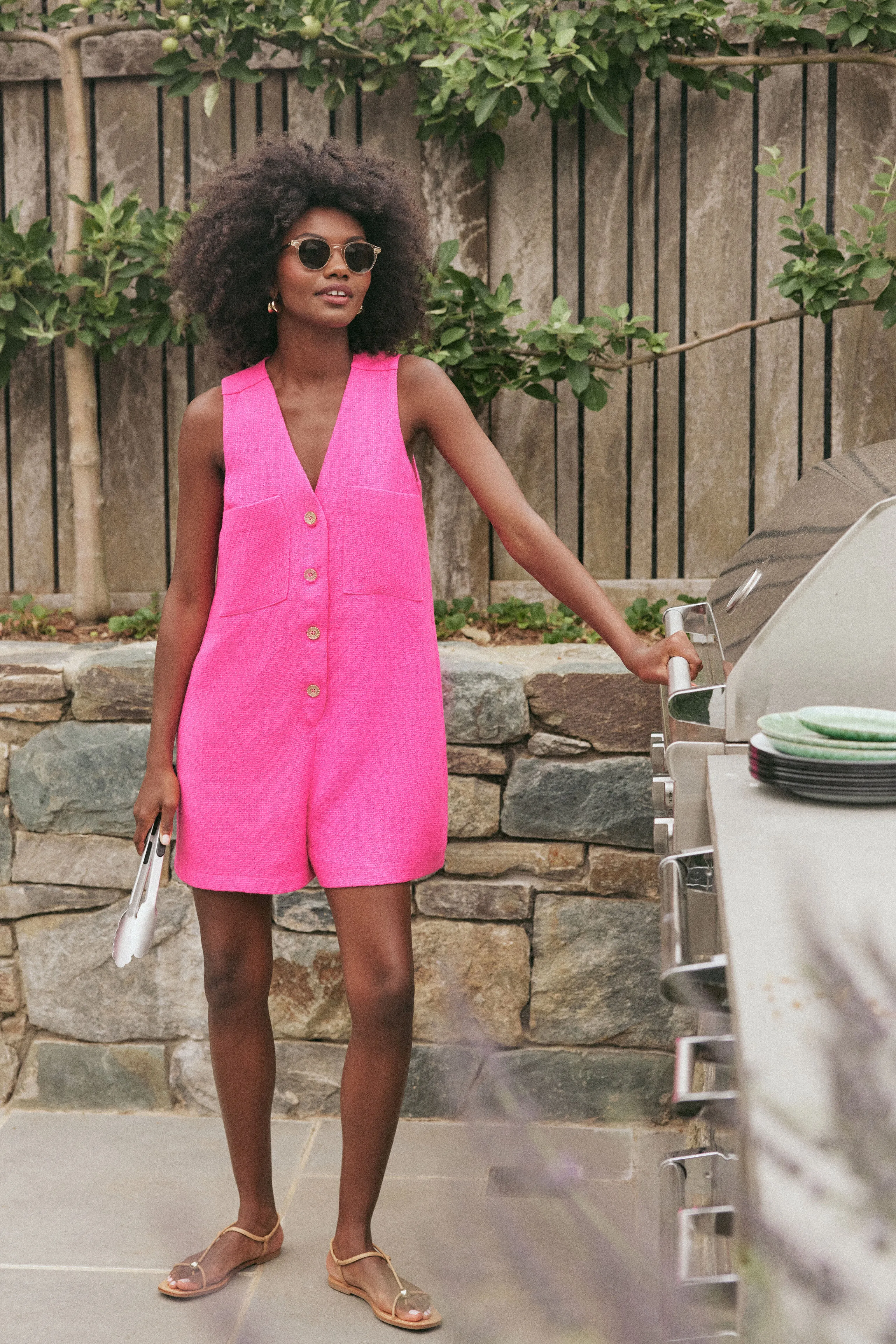 Hot Pink Textured Myla Romper