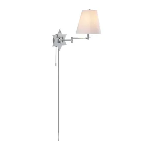 Howe 18.5" Modern French Country Swing Arm Plug-In or Hardwired Iron LED Star Wall Sconce with Pull-Chain and USB Charging Port