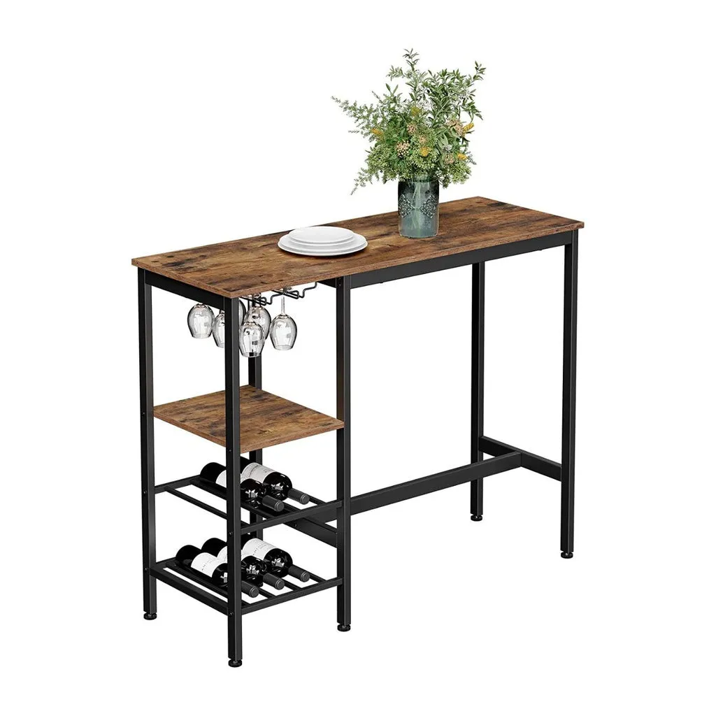 Industrial Bar Table with Bottle Rack and Glass Holders - VASAGLE