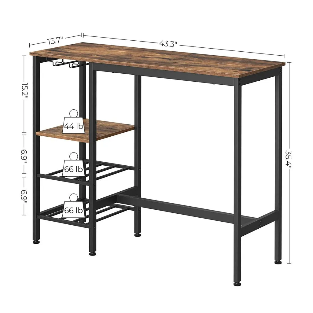 Industrial Bar Table with Bottle Rack and Glass Holders - VASAGLE