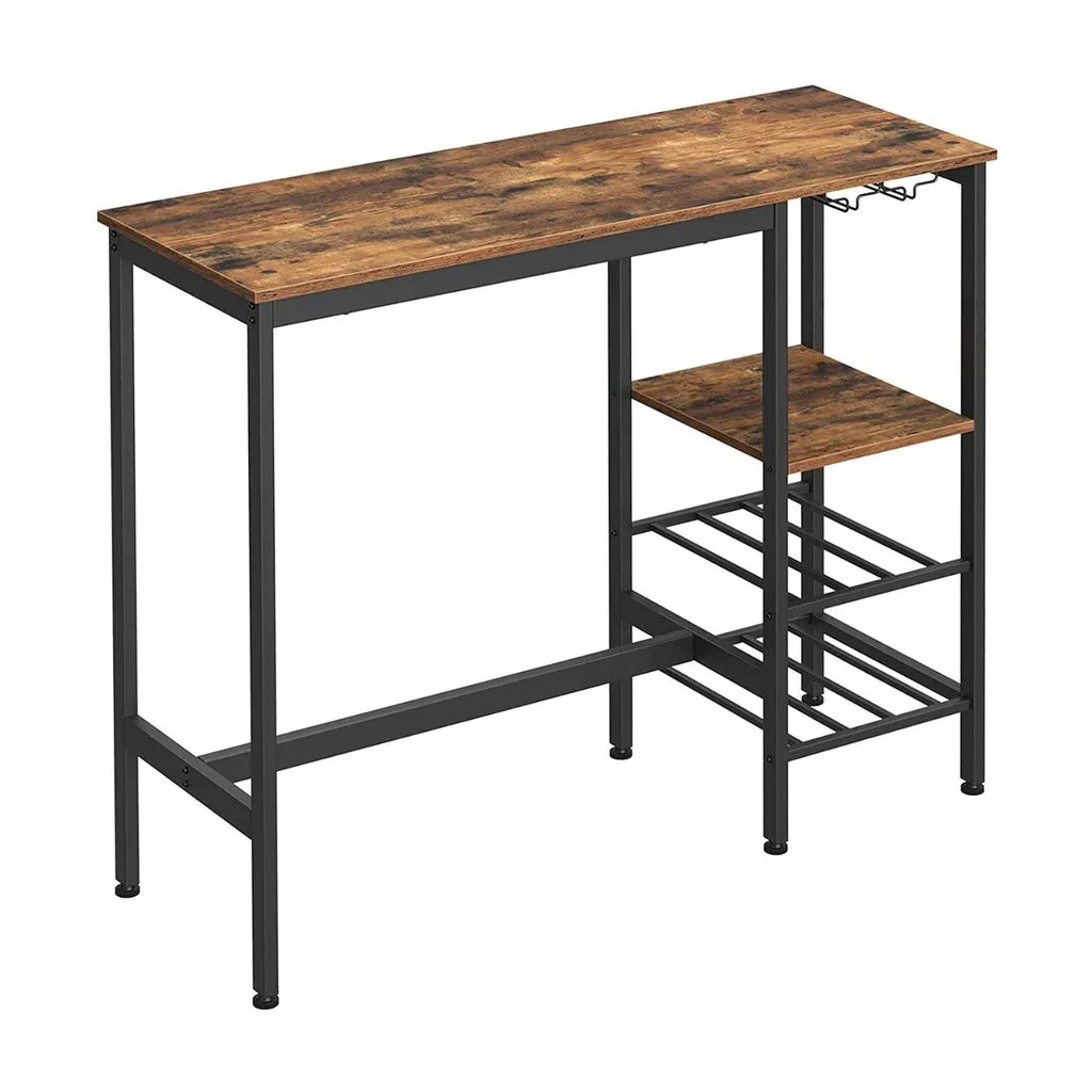 Industrial Bar Table with Bottle Rack and Glass Holders - VASAGLE