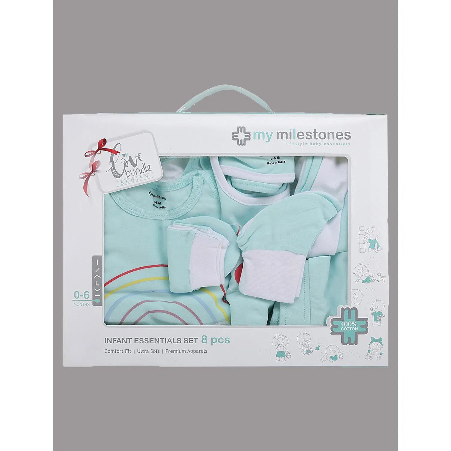 Infant Essentials Clothing Gift Set - 8Pc - Full Sleeves - Girls - Aqua