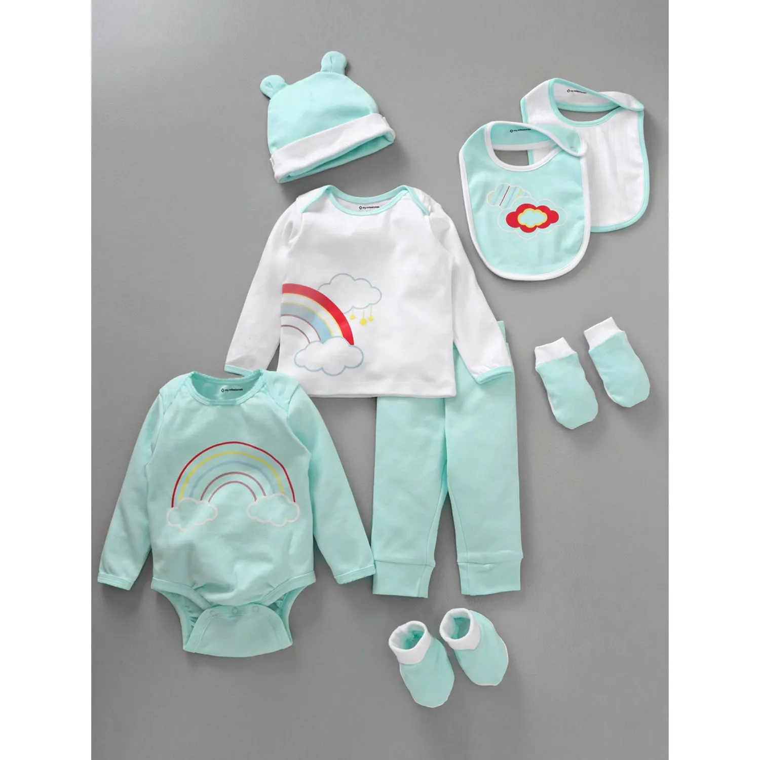 Infant Essentials Clothing Gift Set - 8Pc - Full Sleeves - Girls - Aqua