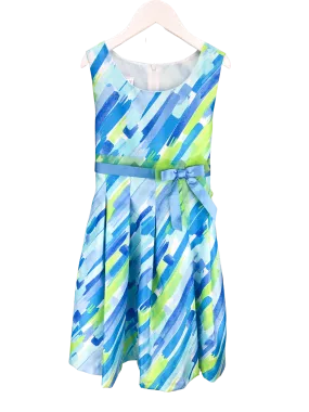 Iris & Ivy, Girls' Brushstroke Print Party Dress, Blue/Green, Size 10