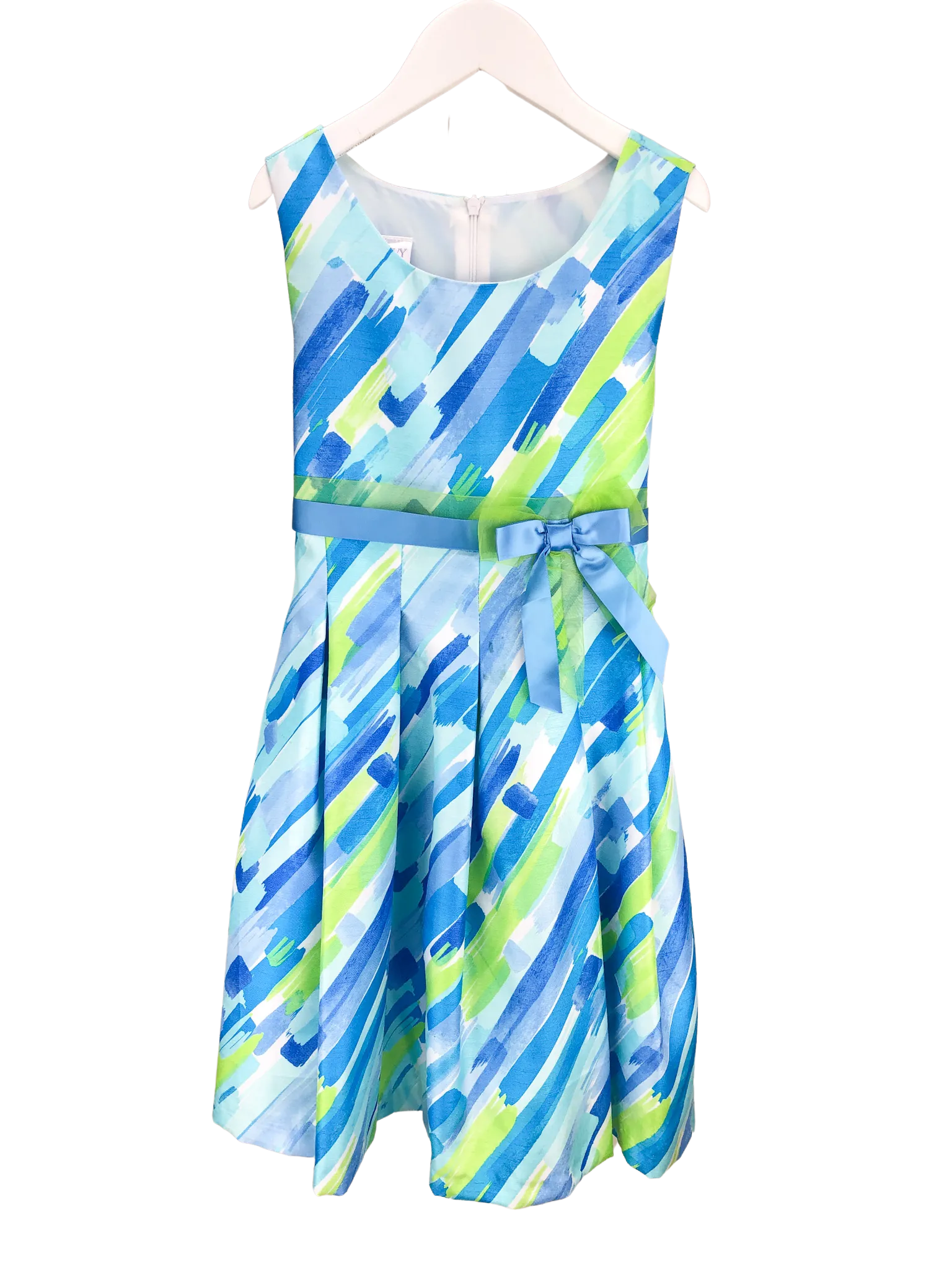 Iris & Ivy, Girls' Brushstroke Print Party Dress, Blue/Green, Size 10