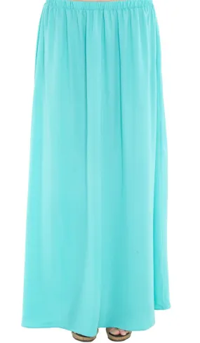 Izzah Gathered Long Maxi Skirt- Aqua - FINAL SALE