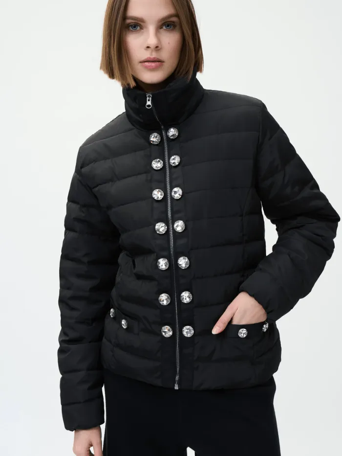 Joseph Ribkoff T Black Button Front Puffer Jacket 224908 11