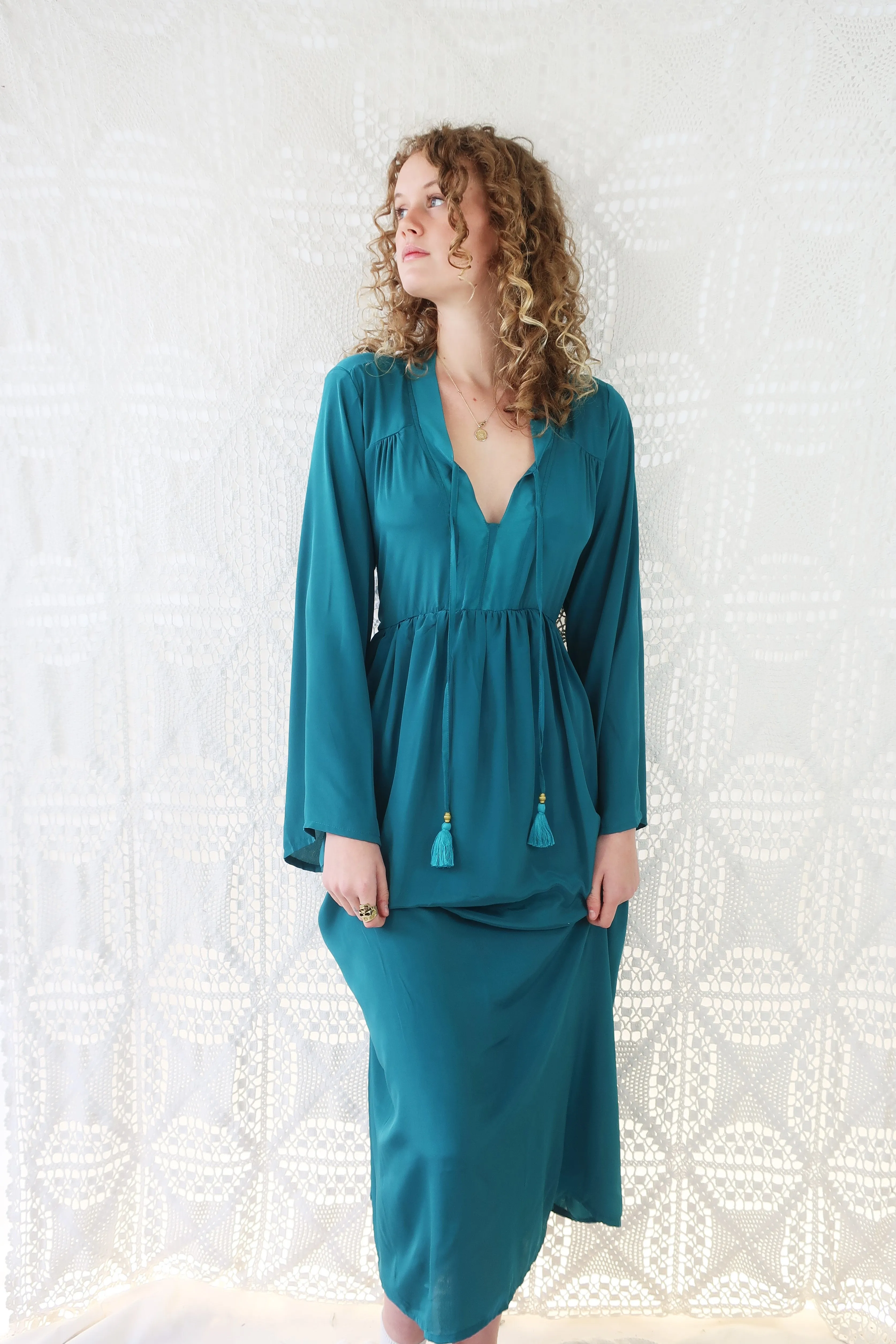 Khroma Gaia Kaftan Dress in Persian Teal - Free Size