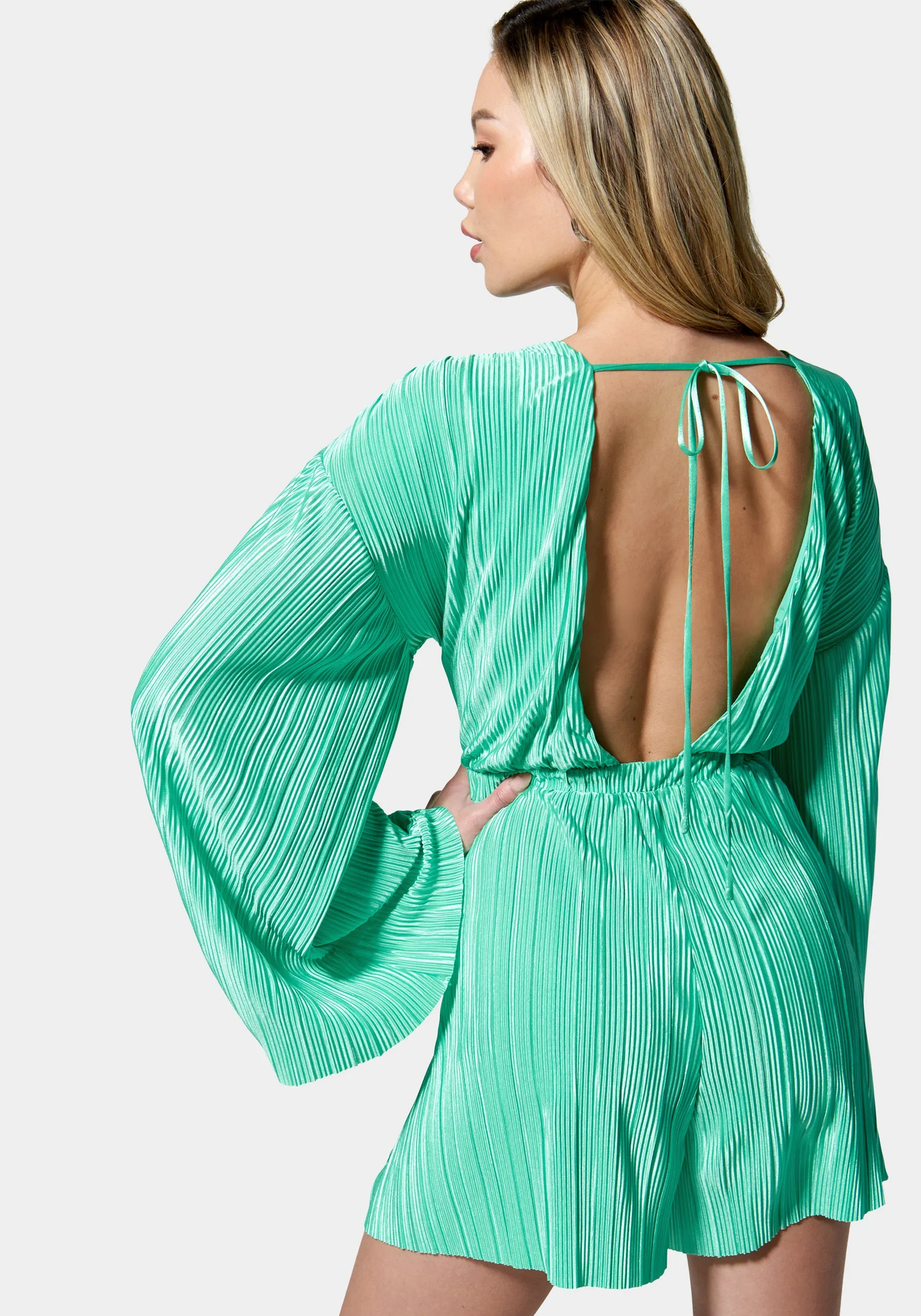 Kimono Sleeve Plisse Romper