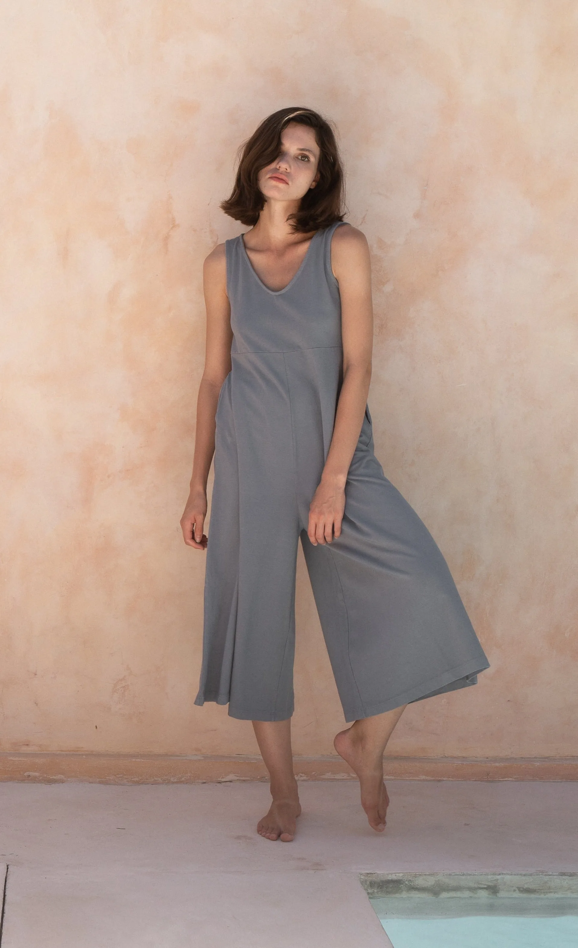 Lakeside Wide Leg Jumpsuit - Dusty Blue