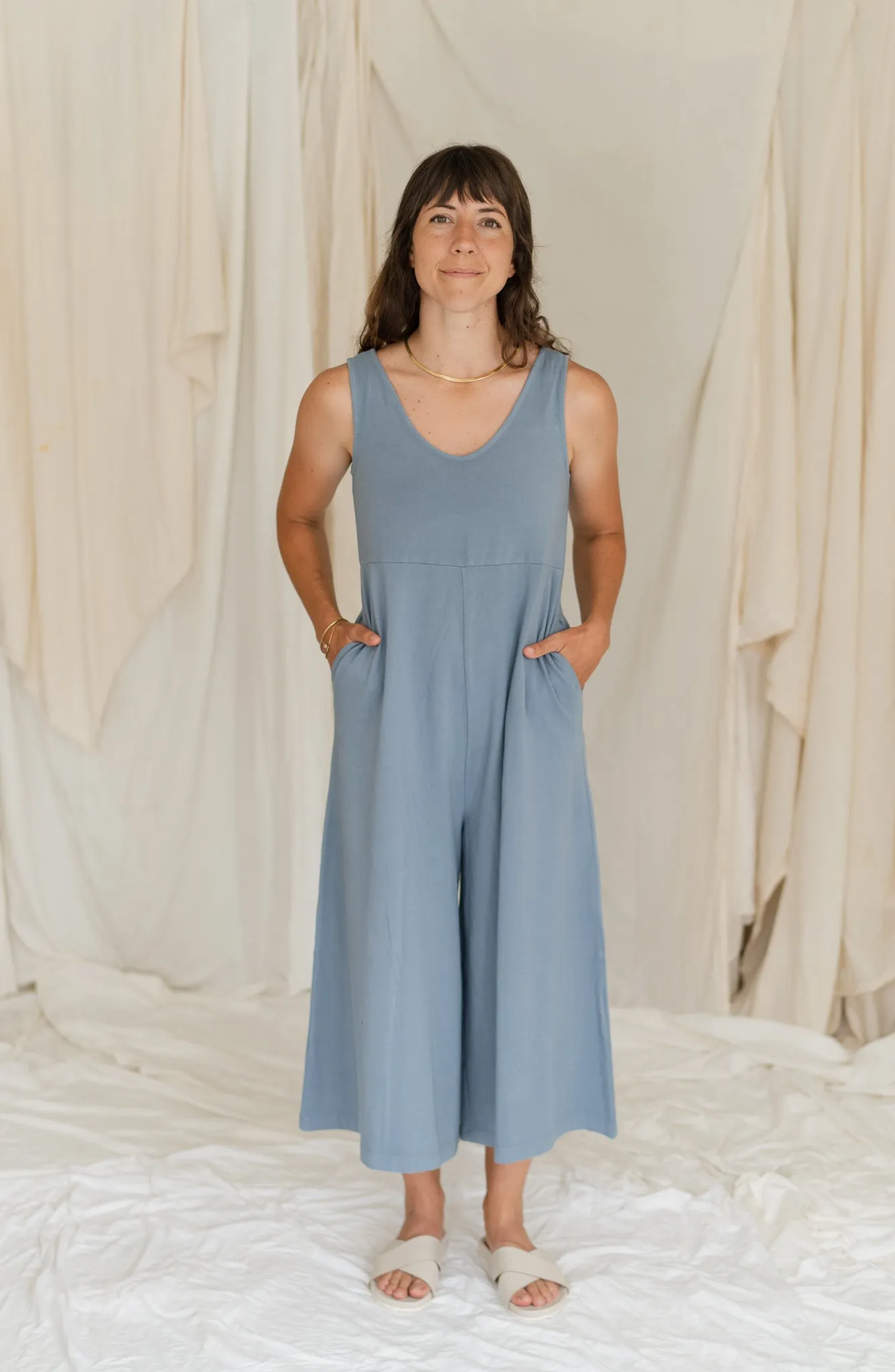 Lakeside Wide Leg Jumpsuit - Dusty Blue