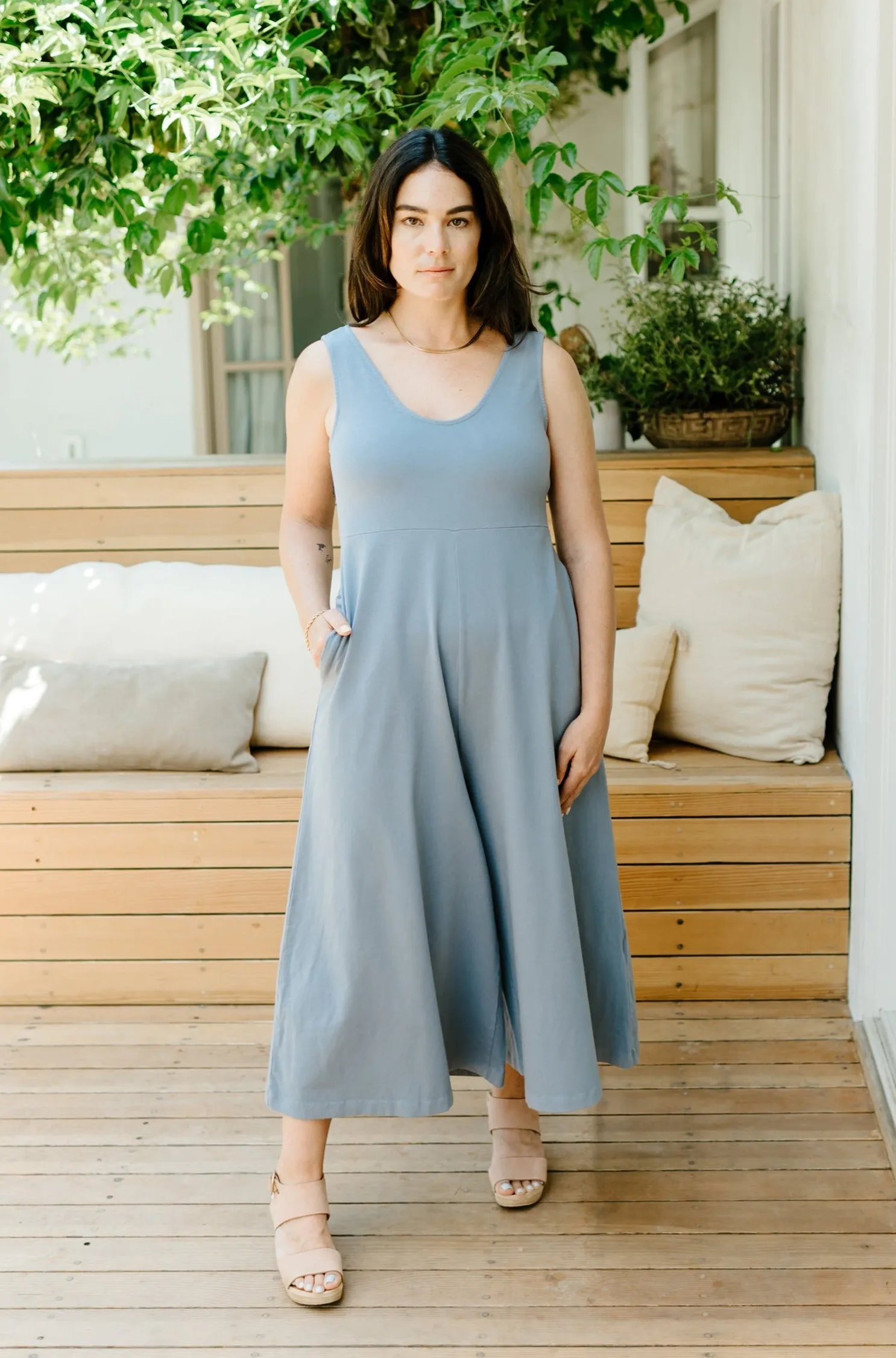 Lakeside Wide Leg Jumpsuit - Dusty Blue