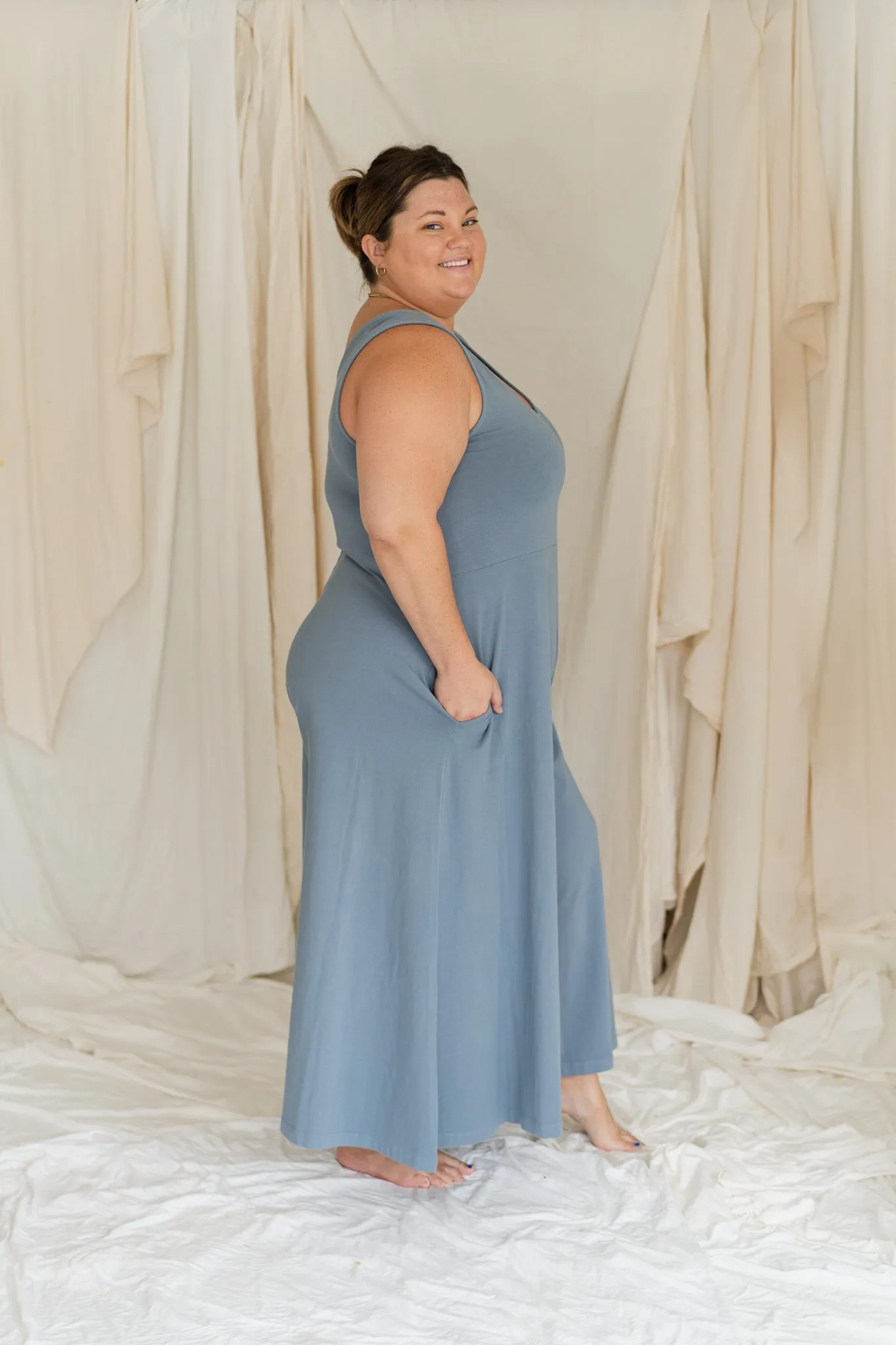 Lakeside Wide Leg Jumpsuit - Dusty Blue