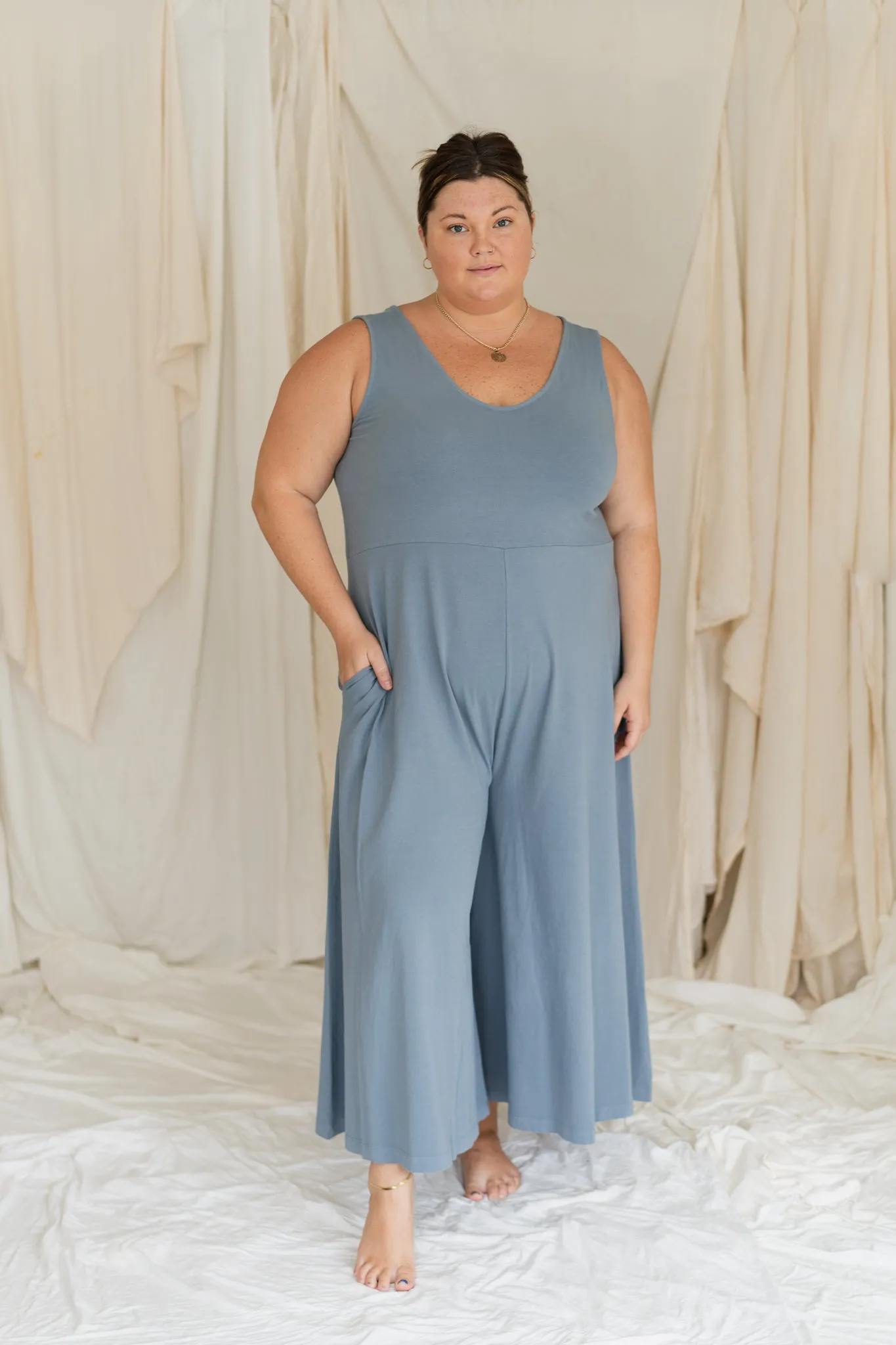 Lakeside Wide Leg Jumpsuit - Dusty Blue